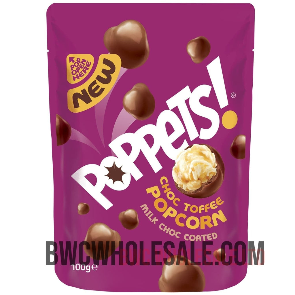 Poppets Chocolate Toffee Popcorn 100g X 10