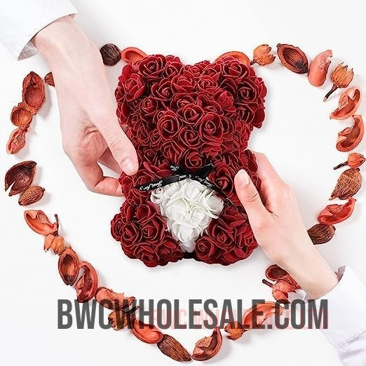 Rose Teddy Rose ,Rose Bear Forever Artificial Flowers The Best gifts for women Wine red