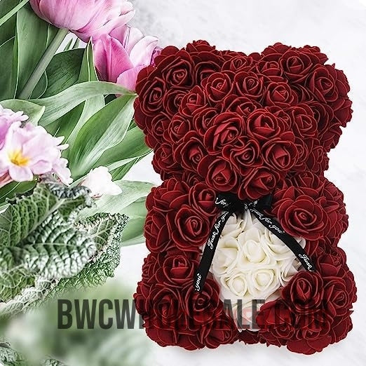 Rose Teddy Rose ,Rose Bear Forever Artificial Flowers The Best gifts for women Wine red