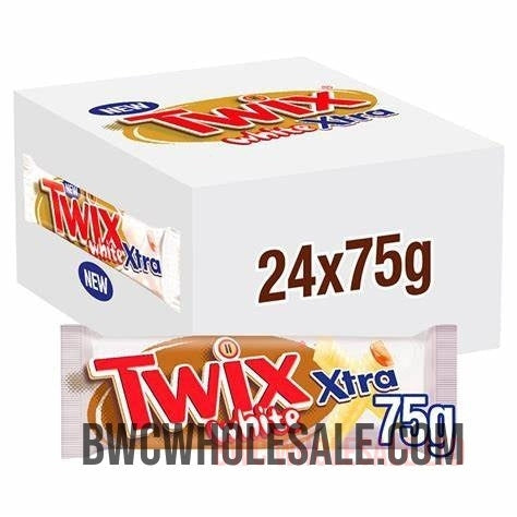 Twix Xtra White Chocolate Biscuit Twin Bars - Pack of 24 x 75G