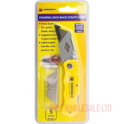 Folding Lock Back Utility Knife 5 spare blades