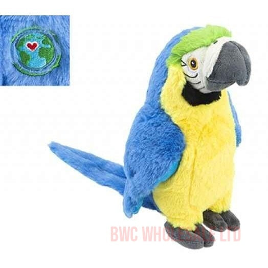 Eco Plush Parrot Size: 9" Blue Soft Toy For Kids