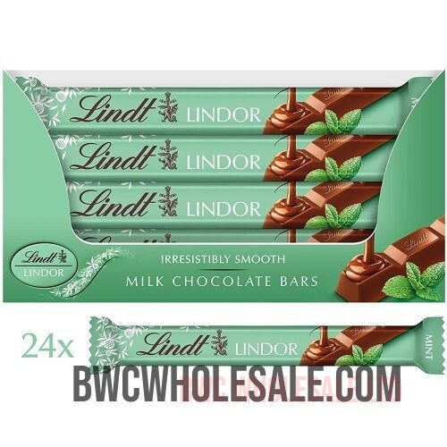 Lindt Lindor Mint Milk Chocolate Snacking Bar 38g Pack of 24