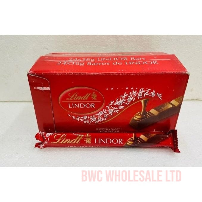 Lindt LINDOR Milk Chocolate Bars 38g (Pack Of 24)