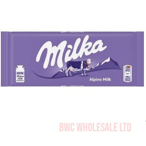 Milka Alpine Milk 100g Chocolate Bar x 24