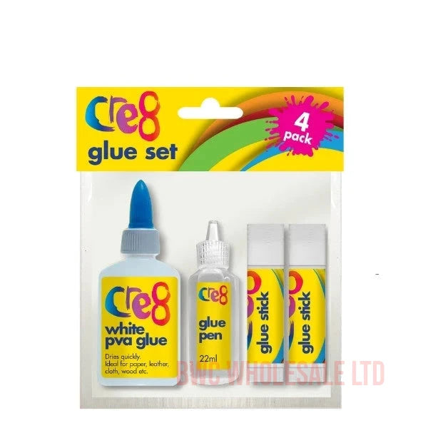 Cre8 Liquid and Stick Glue Set Pack of 4 Assorted Glues