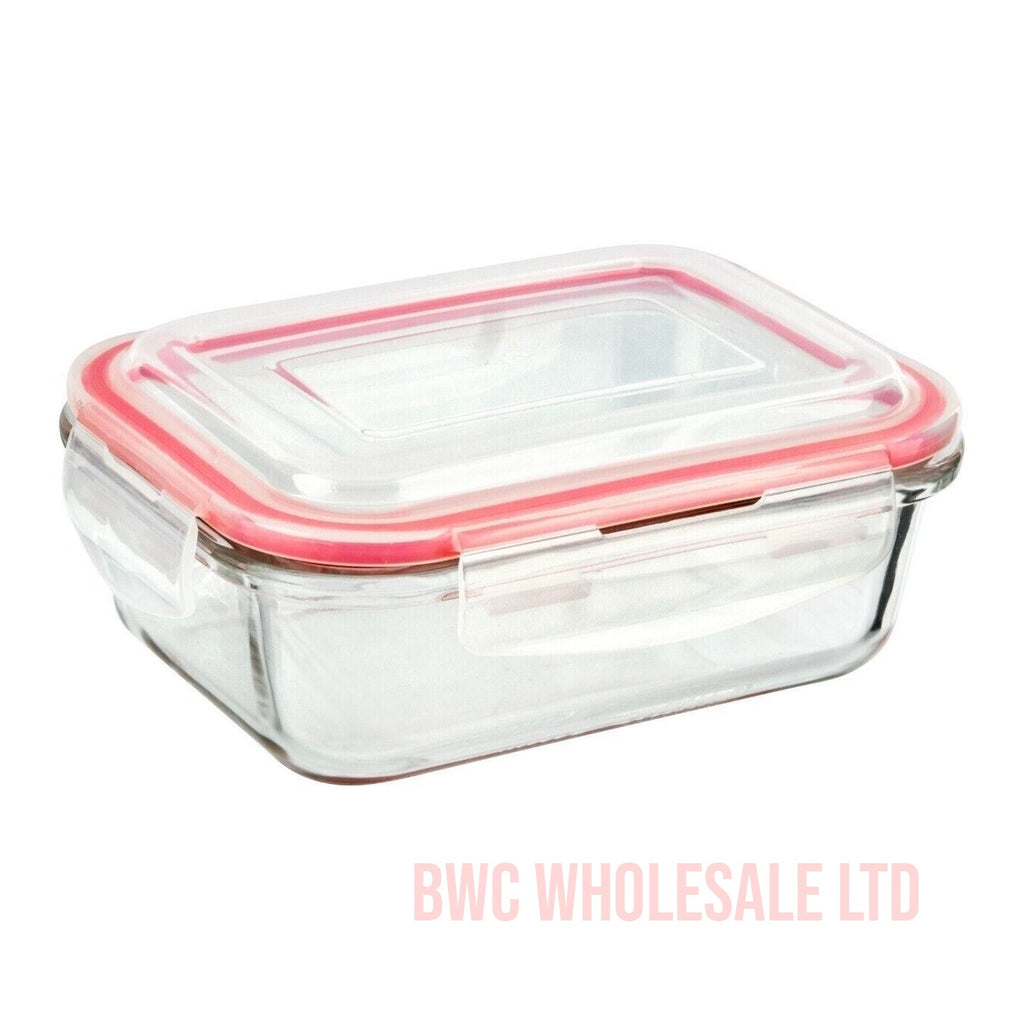 Glass Container 370ml Food Storage Containers with Lids Airtight Rectangle Strong