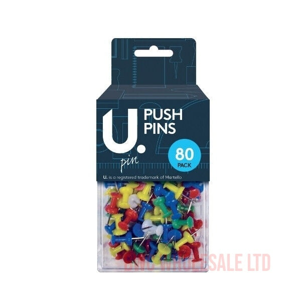 Push Pins Map Notice Cork Board Message Drawing Thumb Pin Assorted Colour - 80pk