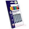 6 Pack Permanent Marker Pens Assorted Multi Colour like Sharpie Fine Point Tip