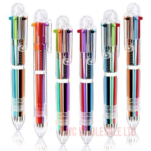 Multicolor Pen In One Retractable Ballpoint Pens 6-In-1 Rainbow