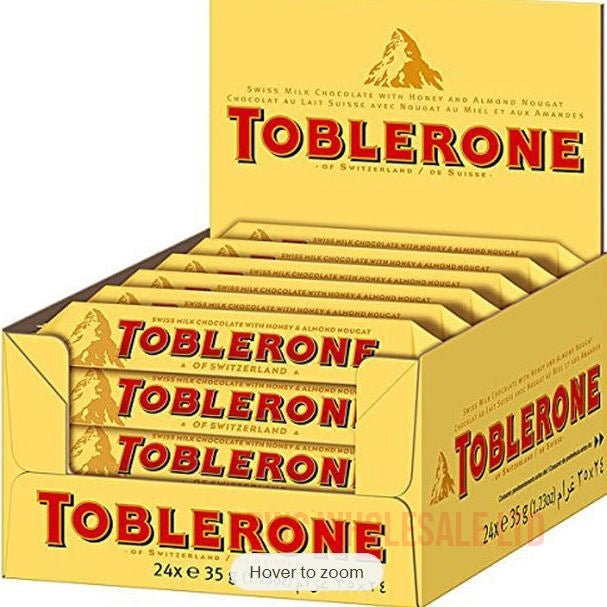 Toblerone Swiss Milk Chocolate Almond Bars 24 X 35g Original